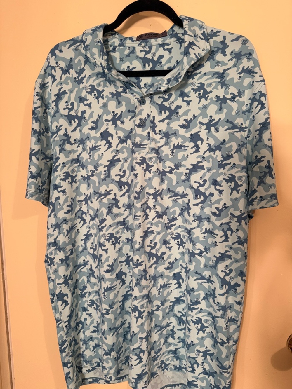 G/FORE Light Blue & Navy Camouflage Short-Sleeve Polo